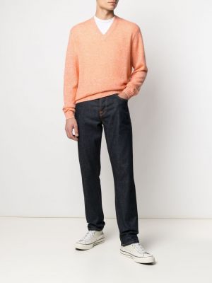 Jersey con escote v de tela jersey Allude naranja