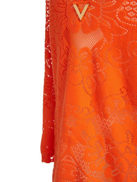 Květinové bavlněné mini šaty Valentino oranžové