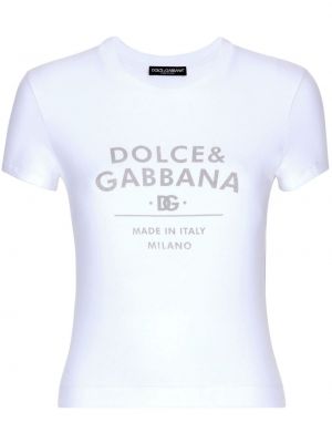 Kokvilnas t-krekls ar apdruku Dolce & Gabbana balts