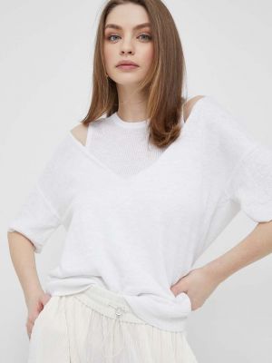 Lniany sweter Dkny biały