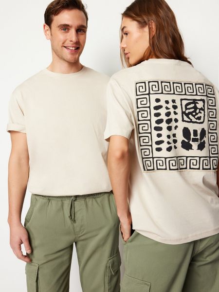 Βαμβακερή μπλούζα με σχέδιο σε φαρδιά γραμμή Trendyol