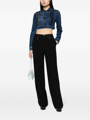 Bavlněná džínová bunda bez podpatku Moschino Jeans modrá