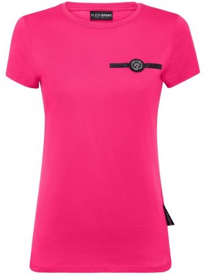 Bombažna športna majica Plein Sport roza