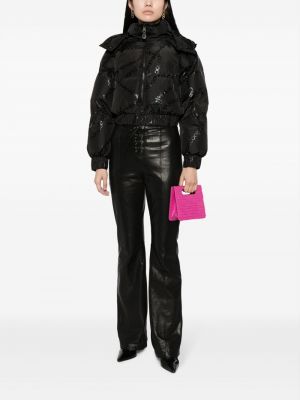 Kurtka jeansowa z kapturem z nadrukiem Versace Jeans Couture czarna