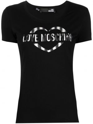 Koszulka slim fit z nadrukiem Love Moschino czarna
