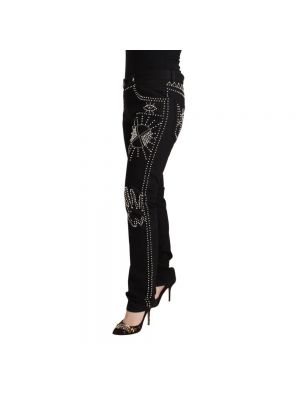 Jeansy skinny slim fit bawełniane Valentino czarne