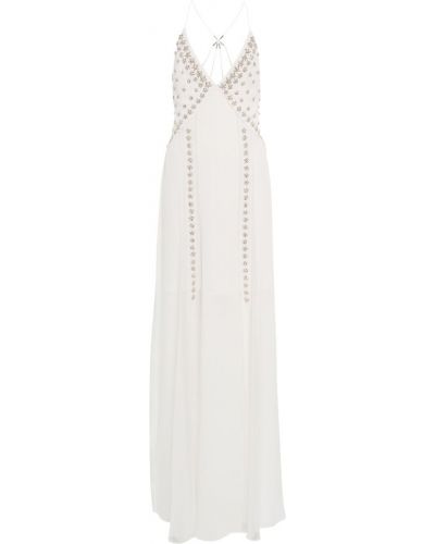Rochie lunga de mătase de cristal Givenchy alb