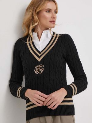 Dzianinowy pulower z długim rękawem Lauren Ralph Lauren czarny