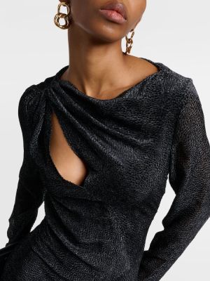 Svilena midi obleka Isabel Marant črna