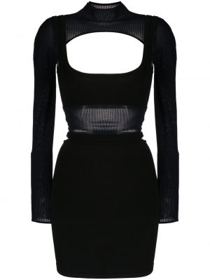 Viskózové šaty s rozparkem se síťovinou Dion Lee - černá