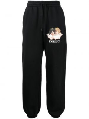 Памучни спортни панталони с принт Fiorucci черно