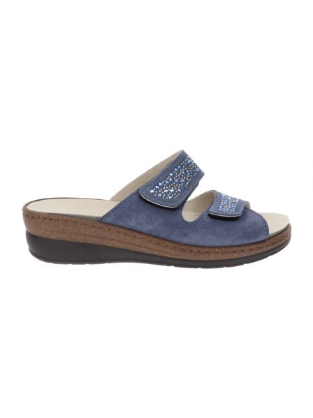 Leder sandale mit klettverschluss Cinzia Soft blau