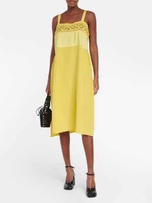Svilena midi haljina s čipkom Maison Margiela žuta