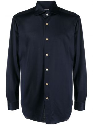 Βαμβακερό πουκάμισο σε στενή γραμμή Kiton μπλε