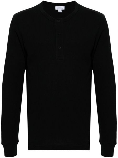 Βαμβακερή μπλούζα Sunspel μαύρο