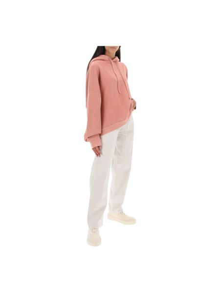 Bluza z kapturem bawełniana oversize Acne Studios różowa
