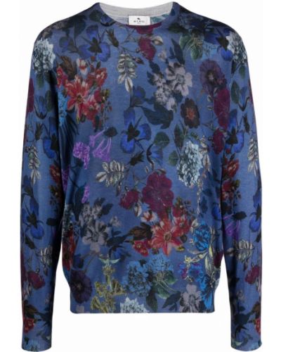 Jersey de flores con estampado de tela jersey Etro azul