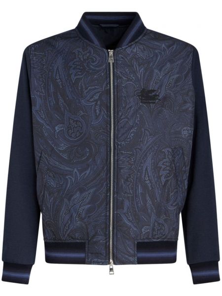 Bomber jakna s vezom s printom s paisley uzorkom Etro plava