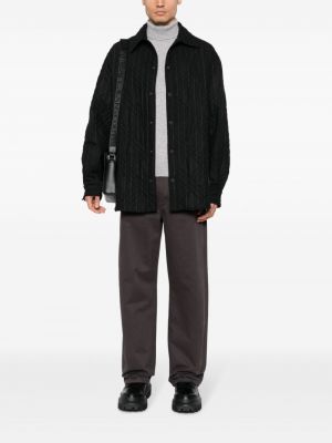 Pikowana kurtka jeansowa bawełniana w paski Versace Jeans Couture czarna