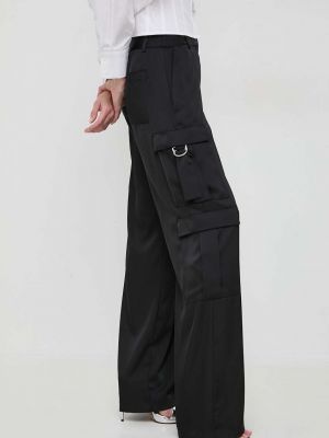 Jednobarevné kalhoty s vysokým pasem Karl Lagerfeld černé