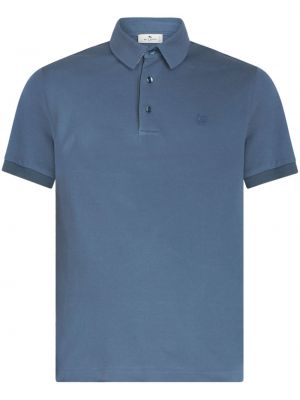 Medvilninis siuvinėtas polo marškinėliai Etro mėlyna