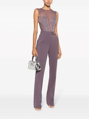 Krepové asymetrické kalhoty Elisabetta Franchi fialové