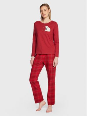 Bavlnené priliehavé pyžamo Triumph - červená
