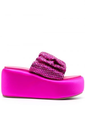 Papuci tip mules de cristal Le Silla roz