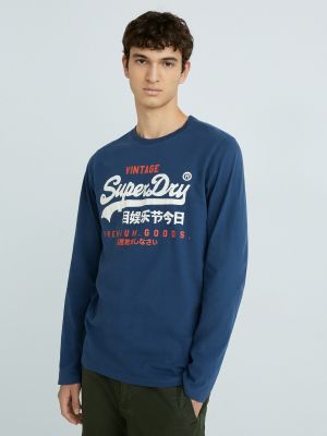 Camiseta de manga larga manga larga Superdry azul