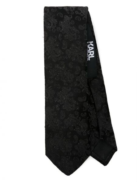 Žakarda slim fit kaklasaite ar lāsīšu rakstu Karl Lagerfeld melns
