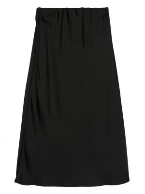 Saténové midi sukně Jil Sander černé