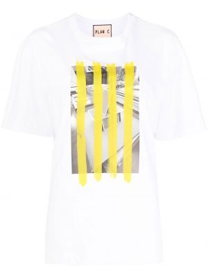 Kokvilnas t-krekls ar apdruku Plan C balts