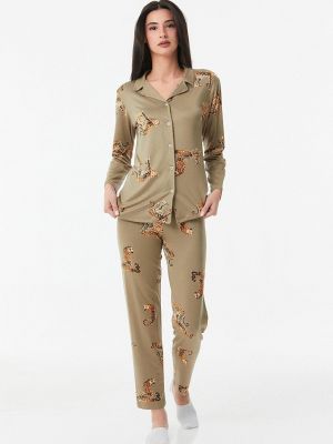 Леопардовая пижама с принтом Fullamoda хаки