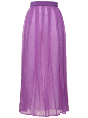 Mohérová plisovaná priehľadná midi sukňa Auralee béžová