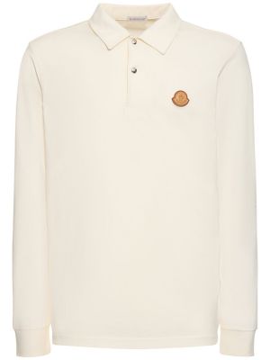 Pamučna polo majica sa dugačkim rukavima Moncler bijela
