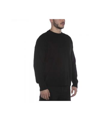 Suéter de cuello redondo de lana mohair Amish negro