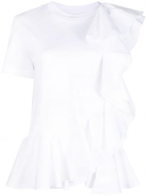 Koszulka z falbankami asymetryczna Alexander Mcqueen biała