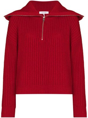 Długi sweter wełniane na zamek z długim rękawem Frame - czerwony
