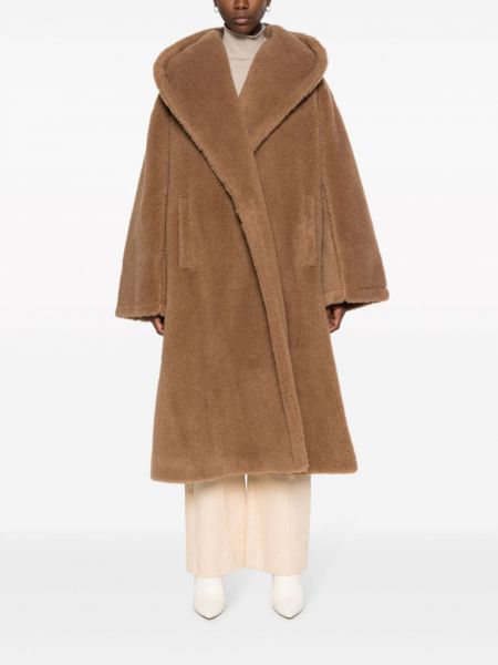 Fleecový kabát s kapucí Max Mara hnědý