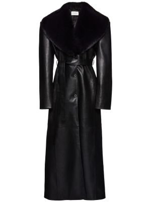 Kožený kabát Magda Butrym čierna