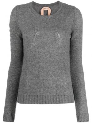 Кашмирен пуловер с кръгло деколте N°21 сиво