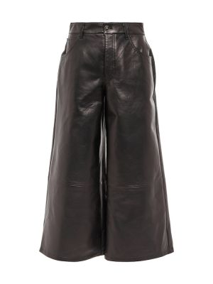 Кожени широки панталони тип „марлен“ Etro черно