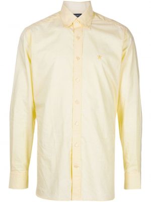 Пухена памучна риза с копчета на яката Hackett жълто