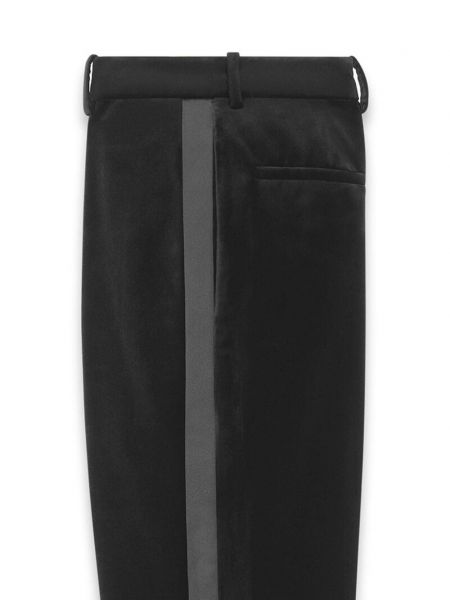 Sametové rovné kalhoty Saint Laurent černé