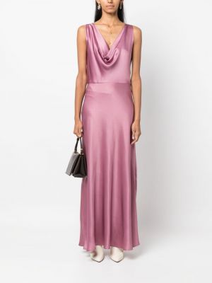Drapiruotas šilkinis vakarinė suknelė satininis Antonelli rožinė