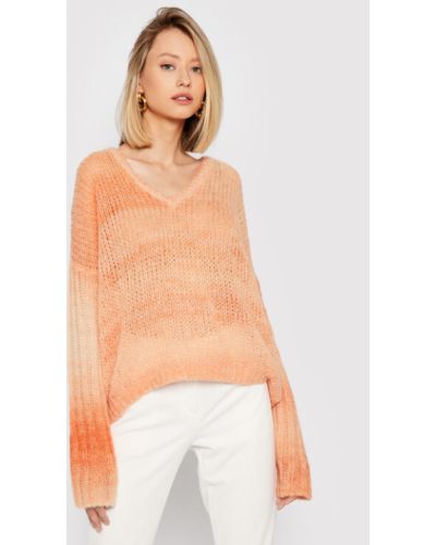 Laza szabású pulóver Guess narancsszínű
