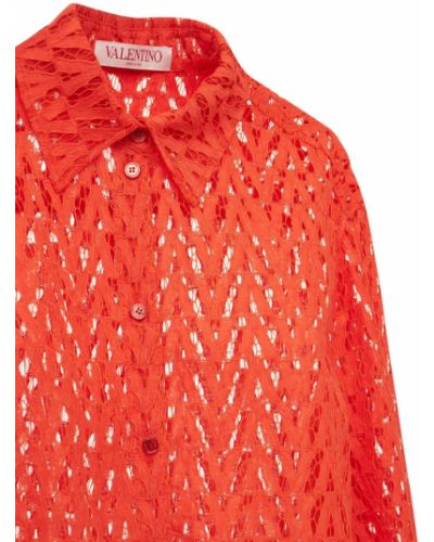 Koszula z wiskozy koronkowa Valentino pomarańczowa