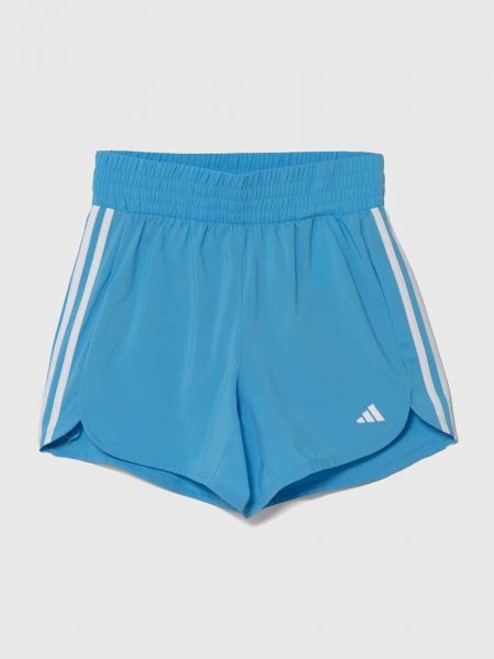 Pantaloni scurți de sport cu dungi cu talie înaltă Adidas albastru