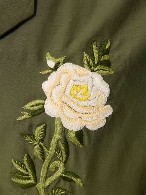 Kvetinová bavlnená hodvábna košeľa Baziszt zelená