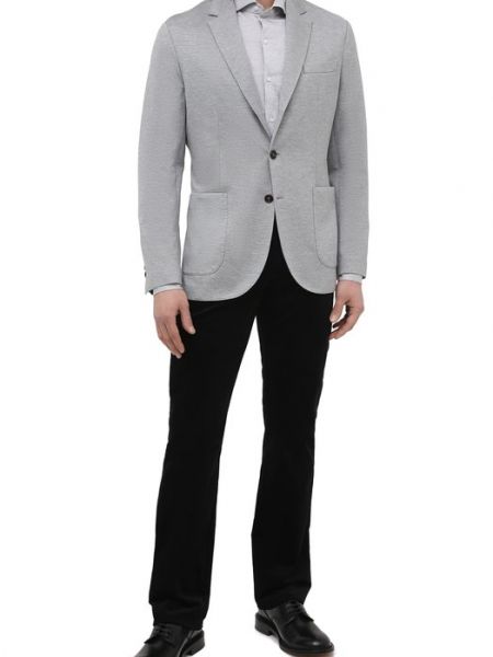 Хлопковый шелковый пиджак Brunello Cucinelli серый